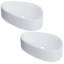 Kit 02 Cubas de Apoio Gota Para Banheiro Lavabo C01 BG43W Branca Matte Fosca - Lyam