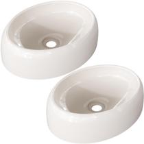 Kit 02 Cubas de Apoio Oval Para Banheiro Lavabo C01 Capri O39 Bege - Lyam Decor Kit 02 Cubas de Apoio Oval Para Banheiro Lavabo C01 Capri O39 Bege - Lyam Decor