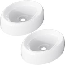 Kit 02 Cubas de Apoio Oval Para Banheiro Lavabo C01 Capri O39 Branco - Lyam Decor Kit 02 Cubas de Apoio Oval Para Banheiro Lavabo C01 Capri O39 Branco - Lyam Decor