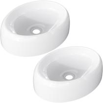Kit 02 Cubas de Apoio Oval Para Banheiro Lavabo C01 Capri O39 Branco - Lyam Decor Kit 02 Cubas de Apoio Oval Para Banheiro Lavabo C01 Capri O39 Branco - Lyam Decor