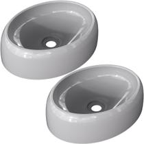 Kit 02 Cubas de Apoio Oval Para Banheiro Lavabo C01 Capri O39 Cinza - Lyam Decor Kit 02 Cubas de Apoio Oval Para Banheiro Lavabo C01 Capri O39 Cinza - Lyam Decor