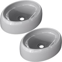 Kit 02 Cubas de Apoio Oval Para Banheiro Lavabo C01 Capri O39 Cinza - Lyam Decor Kit 02 Cubas de Apoio Oval Para Banheiro Lavabo C01 Capri O39 Cinza - Lyam Decor