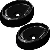 Kit 02 Cubas de Apoio Oval Para Banheiro Lavabo C01 Capri O39 Preto - Lyam Decor Kit 02 Cubas de Apoio Oval Para Banheiro Lavabo C01 Capri O39 Preto - Lyam Decor