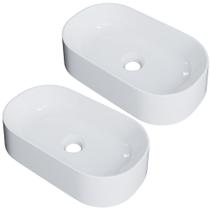 Kit 02 Cubas De Apoio Oval Para Banheiro Lavabo Laila C01 O42w Branco - Lyam Kit 02 Cubas De Apoio Oval Para Banheiro Lavabo Laila C01 O42w Branco - Lyam