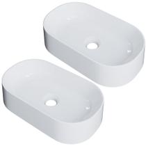 Kit 02 Cubas de Apoio Oval Para Banheiro Lavabo Laila C01 O42W Branco - Lyam Kit 02 Cubas de Apoio Oval Para Banheiro Lavabo Laila C01 O42W Branco - Lyam