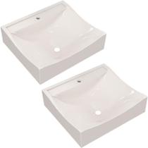 Kit 02 Cubas De Apoio Quadrada Banheiro Lavabo C01 Q440 Bege