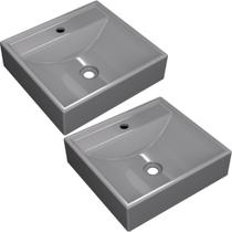Kit 02 Cubas de Apoio Quadrada Para Banheiro Lavabo C01 Q39W Cinza - Lyam Decor Kit 02 Cubas de Apoio Quadrada Para Banheiro Lavabo C01 Q39W Cinza - Lyam Decor