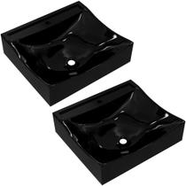 Kit 02 Cubas de Apoio Quadrada Para Banheiro Lavabo C01 Q440 Preto - Lyam Decor Kit 02 Cubas de Apoio Quadrada Para Banheiro Lavabo C01 Q440 Preto - Lyam Decor