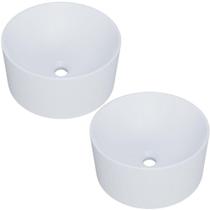 Kit 02 Cubas De Apoio Redonda Para Banheiro Lavabo C01 Bl30w Branca Matte Fosca - Lyam