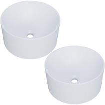 Kit 02 Cubas de Apoio Redonda Para Banheiro Lavabo C01 BL30W Branca Matte Fosca - Lyam