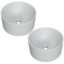 Kit 02 Cubas de Apoio Redonda Para Banheiro Lavabo C01 BL30W Cinza Matte Fosca - Lyam