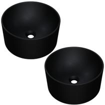 Kit 02 Cubas de Apoio Redonda Para Banheiro Lavabo C01 BL30W Preto Matte Fosca - Lyam