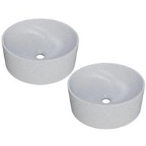 Kit 02 Cubas De Apoio Redonda Para Banheiro Lavabo C01 Bl34w Branco Granit Matte - Lyam