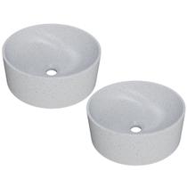 Kit 02 Cubas de Apoio Redonda Para Banheiro Lavabo C01 BL34W Branco Granit Matte - Lyam Kit 02 Cubas de Apoio Redonda Para Banheiro Lavabo C01 BL34W Branco Granit Matte - Lyam