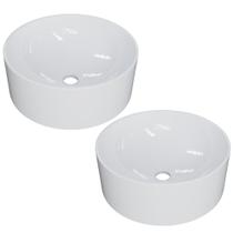 Kit 02 Cubas de Apoio Redonda Para Banheiro Lavabo C01 BL34W Branco - Lyam