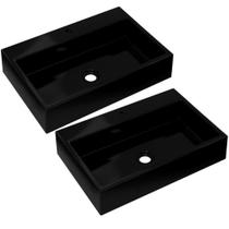 Kit 02 Cubas De Apoio Retangular Lavabo Florenza C01 Rt55w Preto - Lyam