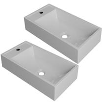 Kit 02 Cubas De Apoio Retangular Lavabo Roma C01 Rl545w Branco - Lyam Kit 02 Cubas De Apoio Retangular Lavabo Roma C01 Rl545w Branco - Lyam