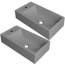 Kit 02 Cubas De Apoio Retangular Lavabo Roma C01 Rl545w Cinza - Lyam Kit 02 Cubas De Apoio Retangular Lavabo Roma C01 Rl545w Cinza - Lyam