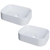 Kit 02 Cubas de Apoio Retangular Para Banheiro Lavabo C01 BR37W Branca Matte Fosca - Lyam