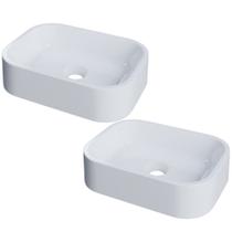 Kit 02 Cubas de Apoio Retangular Para Banheiro Lavabo C01 BR37W Branco - Lyam