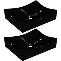 Kit 02 Cubas de Apoio Retangular Para Banheiro Lavabo C01 ML44W Preto - Lyam Decor Kit 02 Cubas de Apoio Retangular Para Banheiro Lavabo C01 ML44W Preto - Lyam Decor