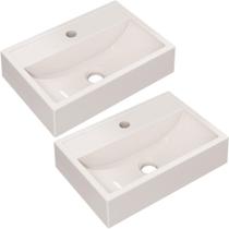 Kit 02 Cubas de Apoio Retangular Para Banheiro Lavabo C01 Q450 Bege - Lyam Decor