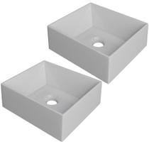 Kit 02 Cubas De Apoio Retangular Para Banheiro Lavabo C01 Rt30w Branco - Lyam