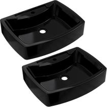 Kit 02 Cubas de Apoio Retangular Para Banheiro Lavabo C01 RT50 Preto - Lyam Decor Kit 02 Cubas de Apoio Retangular Para Banheiro Lavabo C01 RT50 Preto - Lyam Decor
