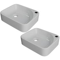 Kit 02 Cubas de Apoio Retangular Para Banheiro Lavabo Cross C01 RO36W Branco - Lyam