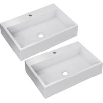 Kit 02 Cubas de Apoio Retangular Para Banheiro Lavabo Florenza C01 RT55W Branco - Lyam