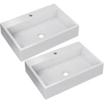 Kit 02 Cubas de Apoio Retangular Para Banheiro Lavabo Florenza C01 RT55W Branco - Lyam