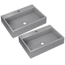 Kit 02 Cubas de Apoio Retangular Para Banheiro Lavabo Florenza C01 RT55W Cinza - Lyam