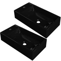 Kit 02 Cubas de Apoio Retangular Para Banheiro Lavabo Roma C01 RL545W Preto - Lyam Kit 02 Cubas de Apoio Retangular Para Banheiro Lavabo Roma C01 RL545W Preto - Lyam