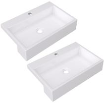Kit 02 Cubas de Semi Encaixe Retangular Para Banheiro Lavabo XRT55 C01 Branco - Lyam Decor Kit 02 Cubas de Semi Encaixe Retangular Para Banheiro Lavabo XRT55 C01 Branco - Lyam Decor