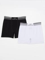 Kit 02 Cuecas Boxer Infantil Para Menino - Branco/Preto Kit 02 Cuecas Boxer Infantil Para Menino - Branco/Preto