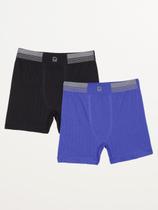 Kit 02 Cuecas Boxer Infantil Para Menino - PRETO/AZUL Kit 02 Cuecas Boxer Infantil Para Menino - PRETO/AZUL