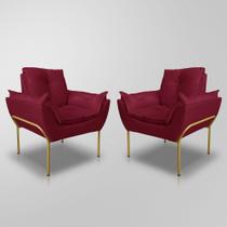 Kit 02 Decorativo De Luxo Cor Marsala - Base Ferro Dourado