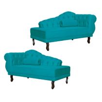 Kit 02 Divã Recamier Larissa Capitonê - Várias Cores - Ds Estofados