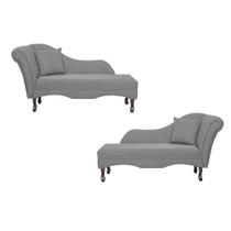 Kit 02 Divãs Recamier Namoradeira Olívia Lado Direito e Esquerdo Linho Cores - DS Estofados