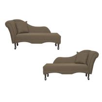 Kit 02 Divãs Recamier Namoradeira Olívia Lado Direito e Esquerdo Linho Cores - DS Estofados