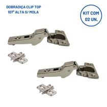 Kit 02 Dobradiça Clip Stand 107 Alta 74S1650CB3+calço Blum