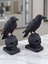 Kit 02 Efeite Estatua Pássaro Corvo na Caveira - Decoração Ocultismo em impressão 3D