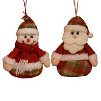 Kit 02 Enfeites Natalinos de Pelúcia Para árvore de Natal Papai Noel e Boneco de Neve Kit 02 Enfeites Natalinos de Pelúcia Para árvore de Natal Papai Noel e Boneco de Neve