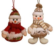 Kit 02 Enfeites Natalinos de Pelúcia Para árvore de Natal Papai Noel e Boneco de Neve