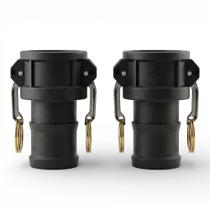 Kit 02 Engates Rápido Conexão Fêmea Espigão 3 Polegadas em Polipropileno Preto