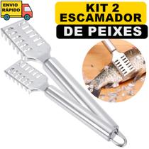 Kit 02 Escamador de Peixe Limpador Inox Para Escamas Remove Escamas do Peixe Linha Premium