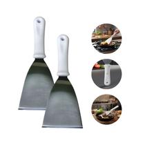 Kit 02 Espátulas Reta Inox 24cm/23,5cm Hamburguer Grelhados