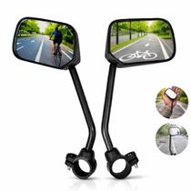 Kit 02 Espelhos Retrovisor Retangular Haste Longa Para Bicicletas Scooter