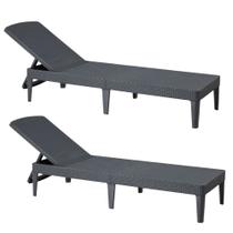 Kit 02 Espreguiçadeira Piscina Keter Jaipur Dobrável com 4 Ajustes de Encosto