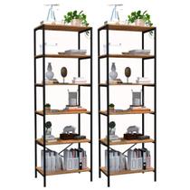 Kit 02 Estantes Livreiro Multiuso Trento Estilo Industrial 180cm Demolição Preto - Abmaza Kit 02 Estantes Livreiro Multiuso Trento Estilo Industrial 180cm Demolição Preto - Abmaza